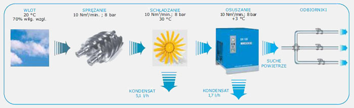 Schemat instalacji z osuszaczem